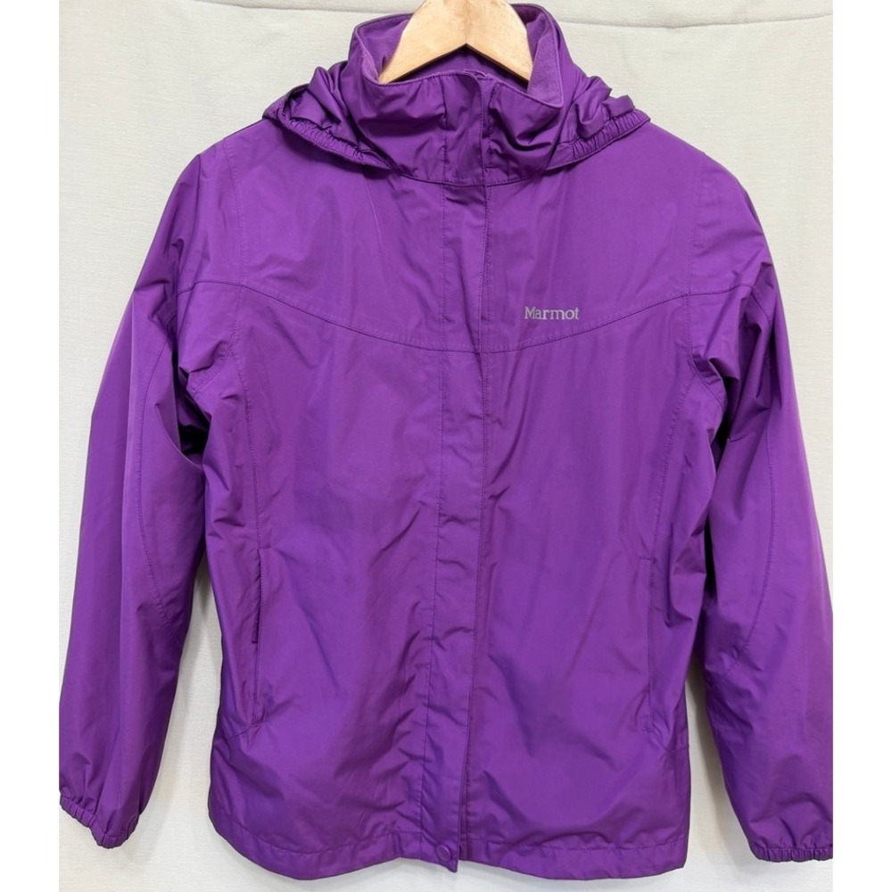 Marmot Girls Large Purple Hooded Rain Jacket J45960 Waterproof Outdoor